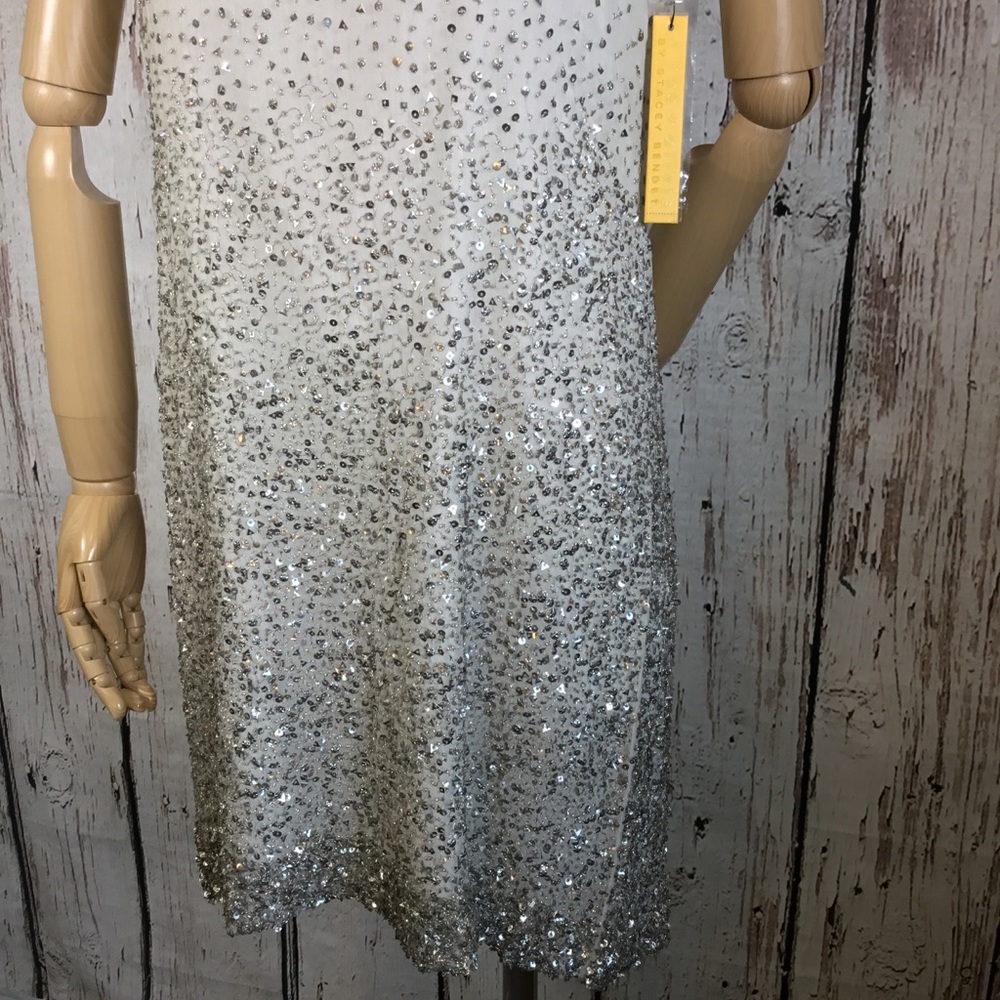 🎉HP🎉 NEW NWT Alice + Olivia Blaire Beaded Metallic Sequins Cocktail Dress SMALL - Picture 4 of 16